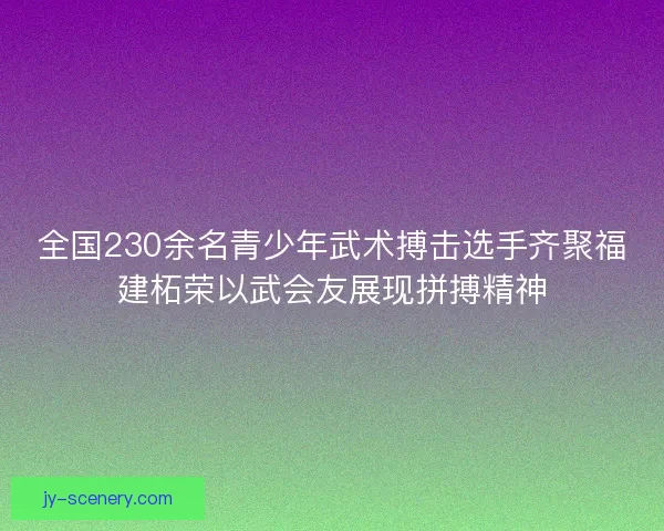 全国230余名青少年武术搏击选手齐聚福建柘荣以武会友展现拼搏精神
